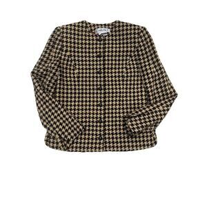 Carlisle Women’s Houndstooth Blazer Jacket Black Tan Size 4